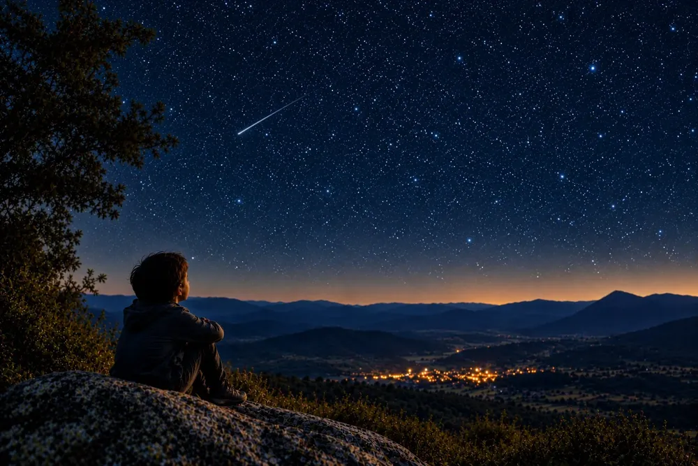 El niño bajo las estrellas